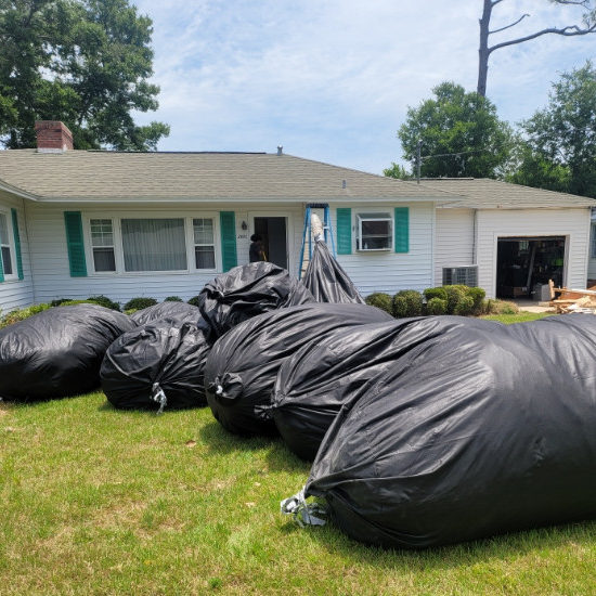 Large bags filled with insulation